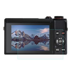 Back view of a digital camera showing a landscape image on the display screen.