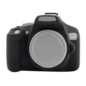 Canon EOS 1500D camera body with a protective silicone cover.