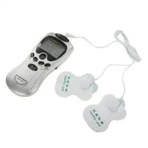 Portable TENS unit for pain relief with adjustable settings and wireless electrode pads for targeted therapy.