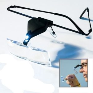 LED Magnifier Glasses 1.5X/2.5X/3.5X - Hands-Free Illuminated Vision Aid (Black)