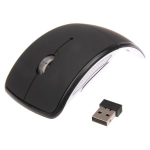 Wireless ergonomic mouse with USB receiver for comfortable computer navigation and work efficiency. Perfect for office and home use with sleek black design.