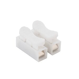 White plastic cable clip fasteners for organizing wires and cables, ideal for electronics and electrical projects on Syndmart.