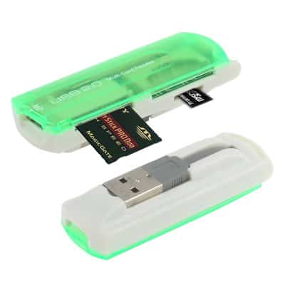 High-Speed USB 2.0 Multi Card Reader - SD/MMC, MS, TF, M2 Support 1 Mini Usb Flash Drive With Colorful Protective Case For Data Storage And Transfer.