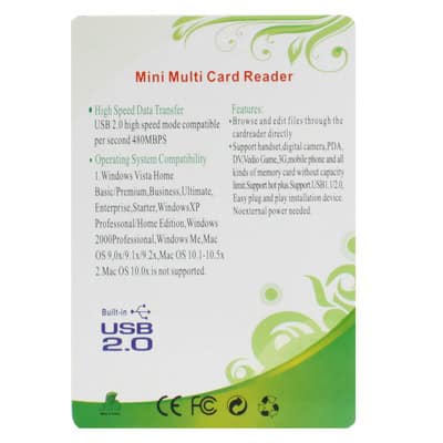 High-Speed USB 2.0 Multi Card Reader - SD/MMC, MS, TF, M2 Support 5 Mini Multi Card Reader Compatible With Usb 2.0 And 3.0, Supporting Various Memory Cards Including Sd/Tf, Compatible With Windows And Mac Systems For Versatile Data Transfer.