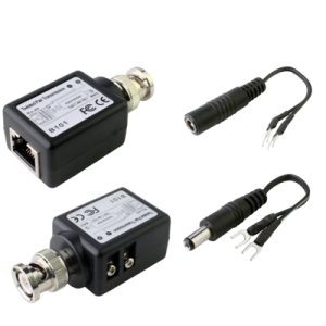 Compact BNC to Ethernet Media Converters for Network Signal Transmission.