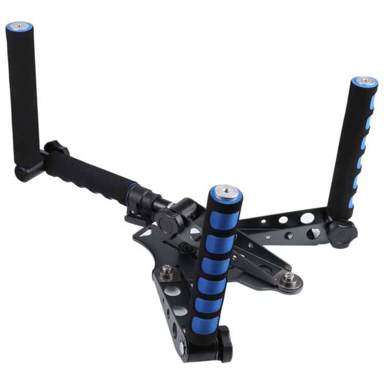 Black Multi-Function Shoulder Rig for DSLR Cameras - Capture Smooth Shots 3 Heavy-Duty Oscillating Machine Mount For Camera Or Smartphone, Durable Metal Construction, Adjustable Grip, Perfect For Dynamic Filming And Professional Setups.