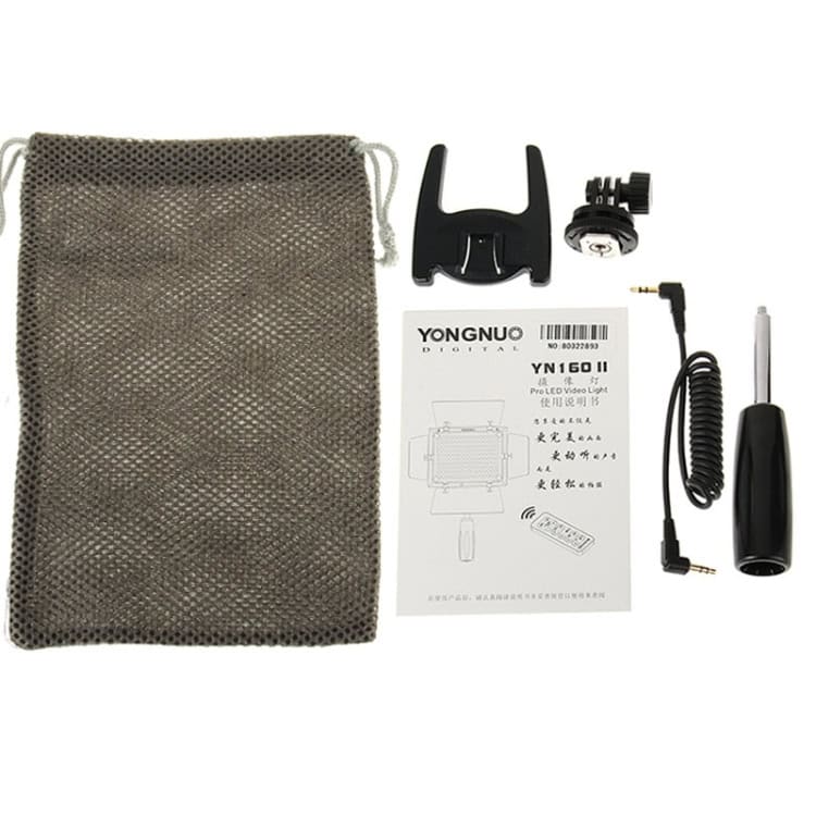 YONGNUO YN-160 II LED Video Light | Luminance Remote | Canon Nikon DSLR Cameras 9 Portable Led Video Light Kit With Accessories And Storage Pouch For Photography And Videography Shooting.