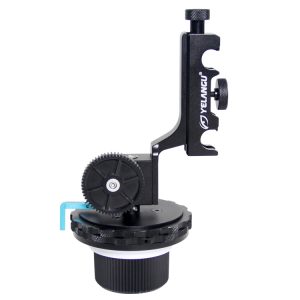 High-precision camera tripod head with adjustable dials, made of durable metal for professional photography and videography. Compatible with various camera models and supports smooth panning and tilting.