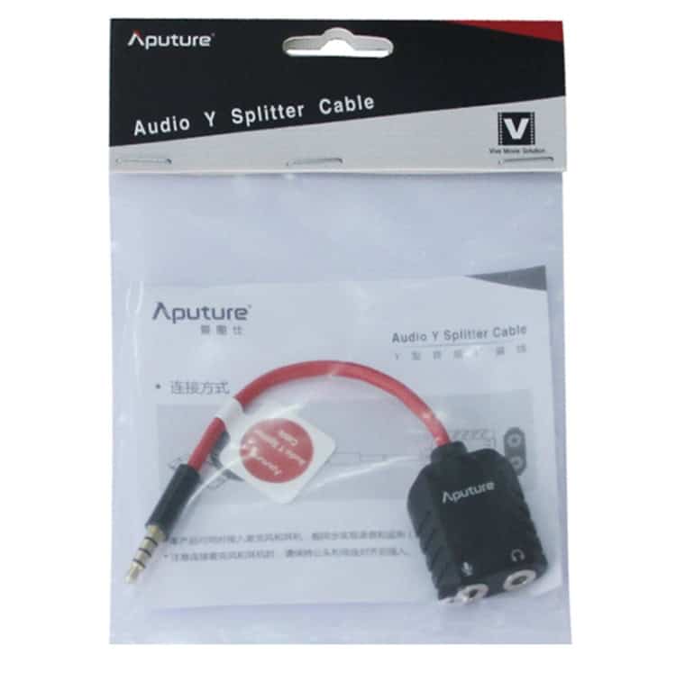 Aputure 3.5mm Y Splitter Cable: Male to 2 Female Headset Mic • Stereo Sound 4 Audio Y Splitter Cable For Audio Devices, Voice Amplifier, And Home Audio Systems.