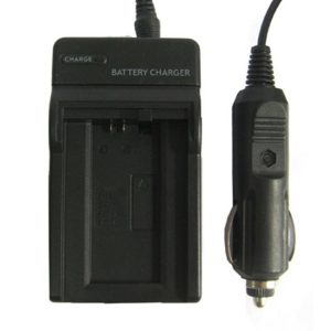 Battery charger and car cigarette lighter adapter for electronic devices, black portable power supply with charging port, ideal for mobile phones and gadgets, designed for convenient charging on the go.