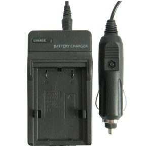 Battery charger with DC car adapter for electronic devices; portable, efficient, and compatible with various gadgets. Ideal for travel and on-the-go charging needs.