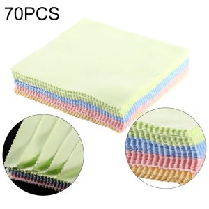 Colorful microfiber cleaning cloths, 70-piece set for cleaning and dusting, soft and lint-free, ideal for home and tech cleaning, multi-colored pack by Syndmart.