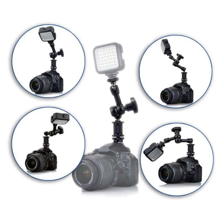 7" DSLR Monitor Friction Arm - Secure Positioning for Perfect Viewing Angles 8 Flexible Camera Flash Mount With Led Light For Photography.