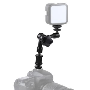 Flexible camera mount with LED light for photography and videography, ideal for professional and amateur content creators, offering stability and enhanced lighting for high-quality images.
