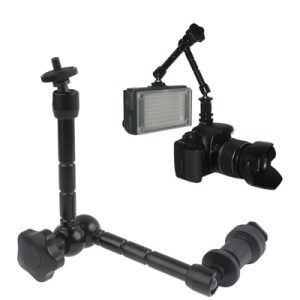 Flexible camera mount with adjustable arm and DSLR setup, ideal for professional photography and videography.