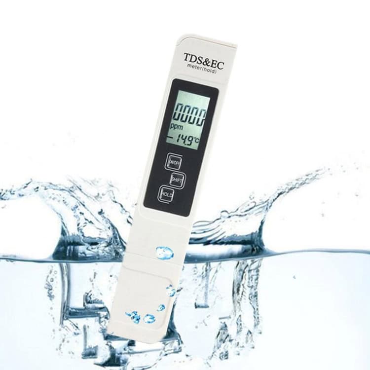 Beige LCD Monitor TDS & EC Meter - Digital Display, Multi-function 1 Digital Water Quality Tester Device For Measuring Turbidity, Ph, And Temperature In Water Samples. Accurate, Portable Water Testing Equipment Ideal For Laboratories And Environmental Monitoring.
