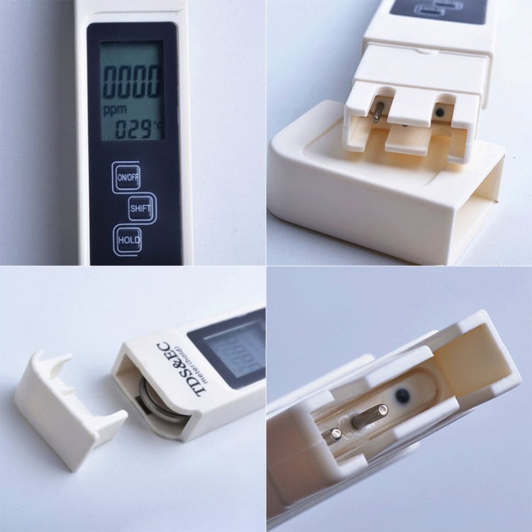 Beige LCD Monitor TDS & EC Meter - Digital Display, Multi-function 6 Digital Thermometer With Lcd Display For Temperature Measurement And Monitoring.