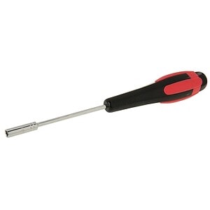 Portable Phillips screwdriver with ergonomic black and red handle, ideal for home repairs and furniture assembly. Durable steel shaft for precise screw driving.
