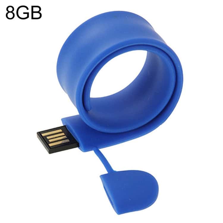 8GB Silicone Bracelet USB Flash: Stylish, Portable Storage for On-the-Go Users. 1 8Gb Usb Flash Drive With Retractable Blue Silicone Cover, Portable Storage Device, Data Transfer, And Reliable Backup Solution For Personal And Professional Use.