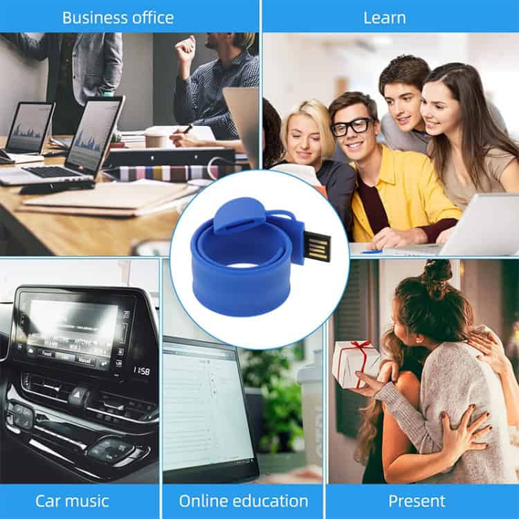8GB Silicone Bracelet USB Flash: Stylish, Portable Storage for On-the-Go Users. 7 Blue Silicone Usb Flash Drive, Portable Data Storage, Suitable For Business, Learning, And Gifting Purposes.