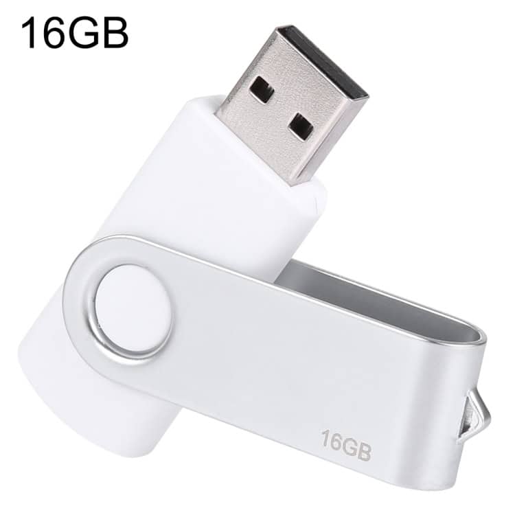 16GB White Twister USB 2.0 Flash Drive - High-Speed Data Storage 1 16Gb Usb Flash Drive With Swivel Design, Compact And Portable Storage Device.
