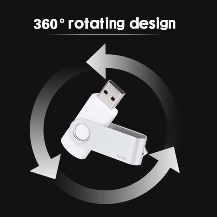 16GB White Twister USB 2.0 Flash Drive - High-Speed Data Storage 7 Usb Flash Drive With 360° Rotating Design, Suitable For Mobile Data Storage.