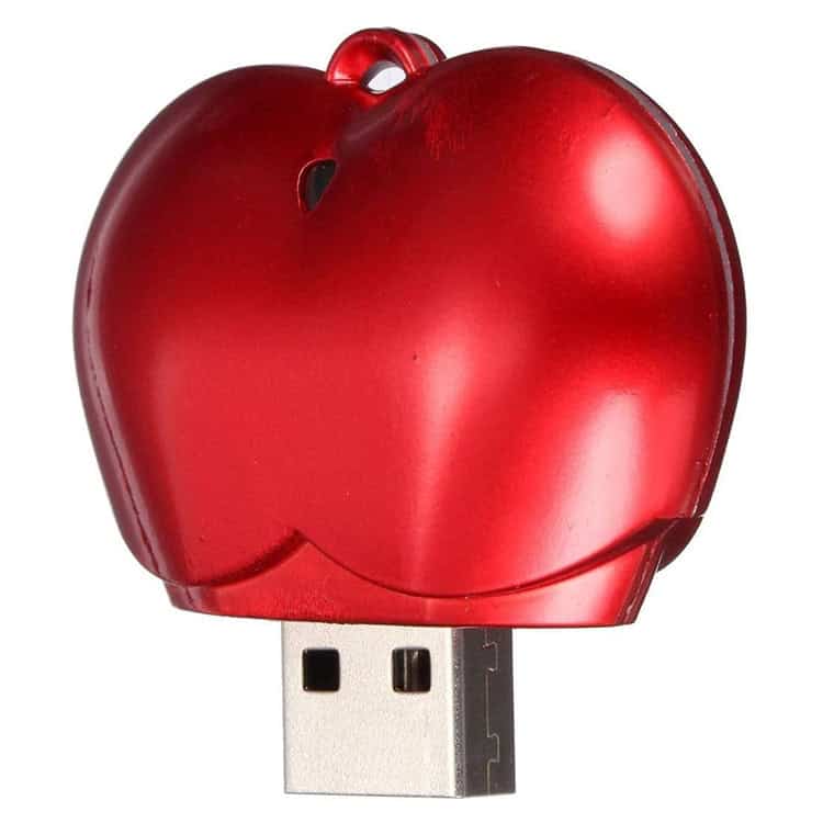 8GB Heart Style USB Flash Disk in Red - Carry Your Data in Style! 3 Red Apple-Shaped Usb Flash Drive, Novelty Storage Device For Data Transfer And Portable Storage Solutions. Innovative Design Combines Functionality With Playful Aesthetics.