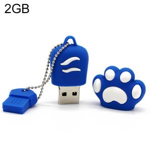 Usb flash drive with paw print and dog tag keychain, blue and white, portable storage device, pet lover gift, Syndmart online shop, USB memory stick for data transfer and storage, cute pet-themed accessory, durable and compact design, ideal for digital data backup.