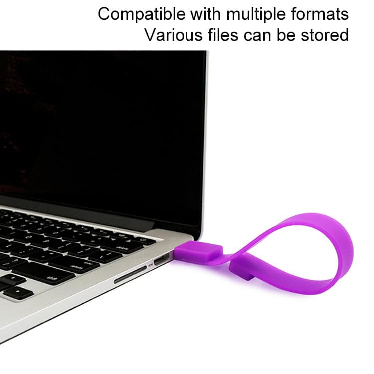 16GB Green Silicon Bracelets USB 2.0 Flash Drive - Portable & Stylish Storage 5 Purple Usb Flash Drive Connector Attached To A Laptop Usb Port.