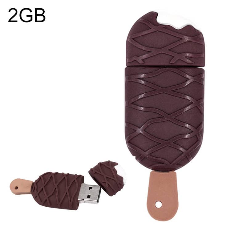 16GB Ice-cream Style USB Flash Drive - Sweet Storage Solution 1 2Gb Usb Flash Drive Shaped Like A Chocolate Ice Cream Bar With A Sliding Cover And A Convenient Keyring Hole For Easy Portability.