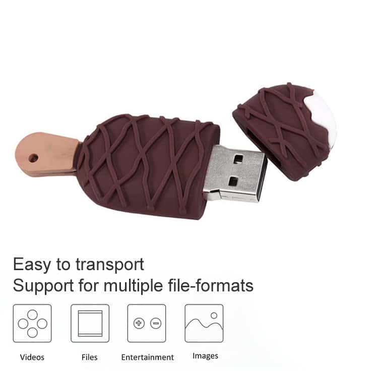 16GB Ice-cream Style USB Flash Drive - Sweet Storage Solution 5 Usb Flash Drive Designed As A Chocolate Popsicle, Portable Data Storage Supporting Multiple File Formats Including Videos, Files, Entertainment, And Images For Easy Transfer And Access.