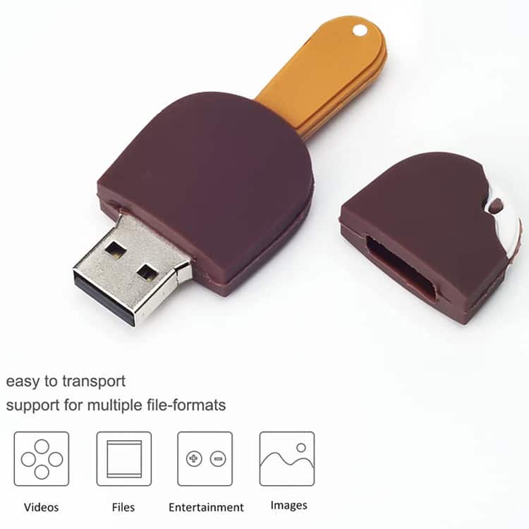 4GB Ice-cream Style USB Flash Disk - Sweet Storage Solution for Your Data 3 Usb Flash Drive With Cute Chocolate-Brown And Yellow Design, Portable And Easy To Carry.