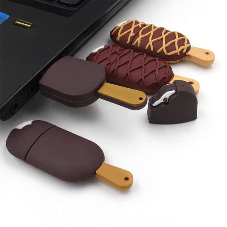 4GB Ice-cream Style USB Flash Disk - Sweet Storage Solution for Your Data 5 Chocolate Ice Cream Bar Replica In Silicone, With Detailed Textures And Wooden Stick Handles, Perfect For Cake Decorating Or Novelty Desserts.