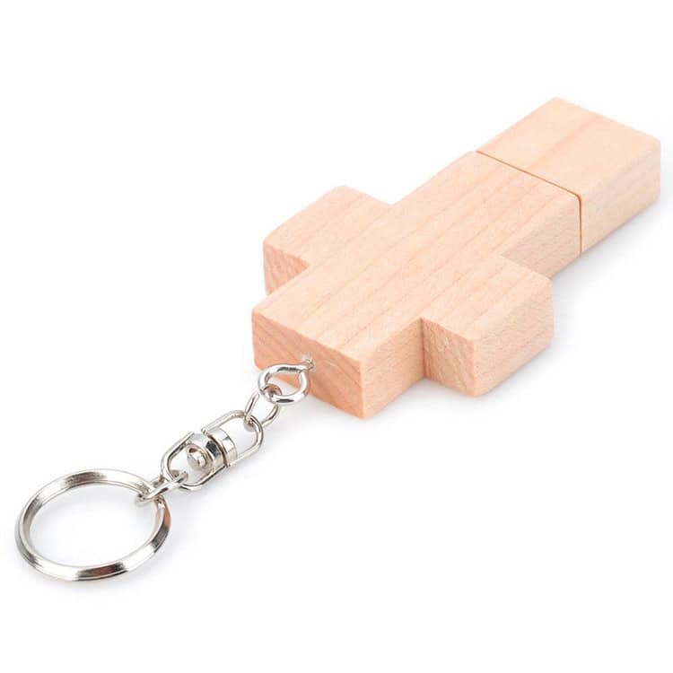 8GB Wooden Cross Style USB Flash Drive - Stylish & Functional Storage Solution 3 Wooden Cross Keychain, Ideal As Religious Gift Or Souvenir, Crafted From Light Wood With Metal Keyring, Perfect For Faith-Based Accessories And Christian Symbols.
