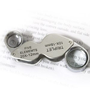 Portable Rotatable Handheld Jewelry Loupe Magnifier - 10X-20X, Silver Finish