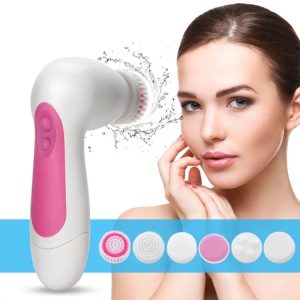 6-in-1 Magenta Waterproof Facial Cleansing Device - Compact Size 130x85x40mm