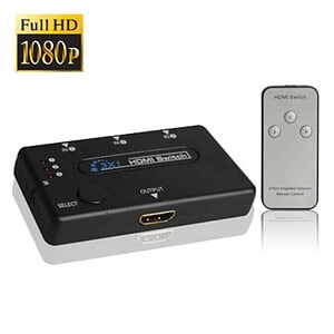 3-Port HDMI Switch with Remote - 1080P, Version 1.3, Amplifier, Black