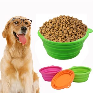 Stretchable Silicon Food Feeder Bowl for Cat Dog Pet, Portable & Colorful