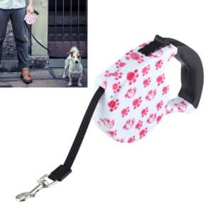 5m Pink Dog Footprint Retractable Leash - Easy Operation, Tangle-Free