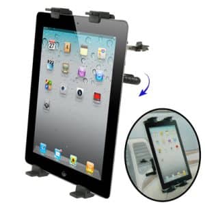 Universal Secure Black Car Mount for iPad 2/iPad, 360° Rotation, Air Vent Holder