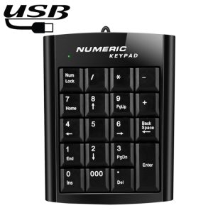 Sleek Mini USB Numeric Keypad - 19 Keys for Efficient Data Entry (Black)