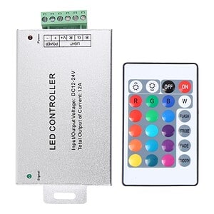 RGB LED controller with remote, compatible with Syndmart lighting systems, for customizable LED color and lighting effects, ideal for home, decor, and event lighting solutions.