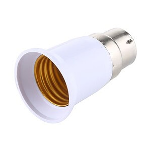 E27 LED light bulb socket adapter with white exterior and gold interior threading, compatible with standard light bulbs, suitable for home lighting fixtures and energy-efficient lighting solutions.