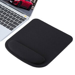 Ergonomic Black Cloth Mouse Pad with Wrist Rest - Comfort and Precision
