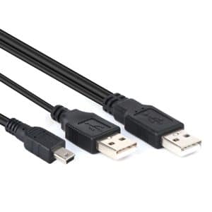 3-in-1 USB 2.0 Cable: Male to Mini 5pin + USB Male, 80 cm Length, Black