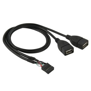 10 Pin Motherboard Female to 2 USB 2.0 Female Adapter Cable, 50cm Length