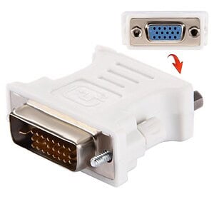 DVI 24+1 Pin Male to VGA 15Pin Female Adapter in White - High-Quality Solution