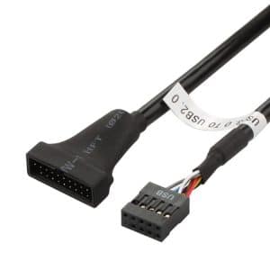 USB 2.0 to USB 3.0 Adapter Cable, 15cm, Black • Female 9Pin to Male 19Pin