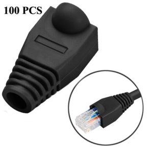 100-Pack Black RJ45 Network Cable Boots Caps - Protect & Organize Ethernet Cables