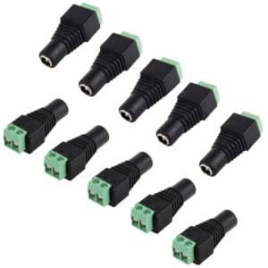 10-Piece CCTV DC Power Female Jack Connector Set - Reliable & Easy to Use